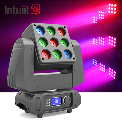 9 * 10W RGBW 4 In1 LED يغسل ضوء متحرك سطوع عال DJ 3x3 مصفوفة بكسل